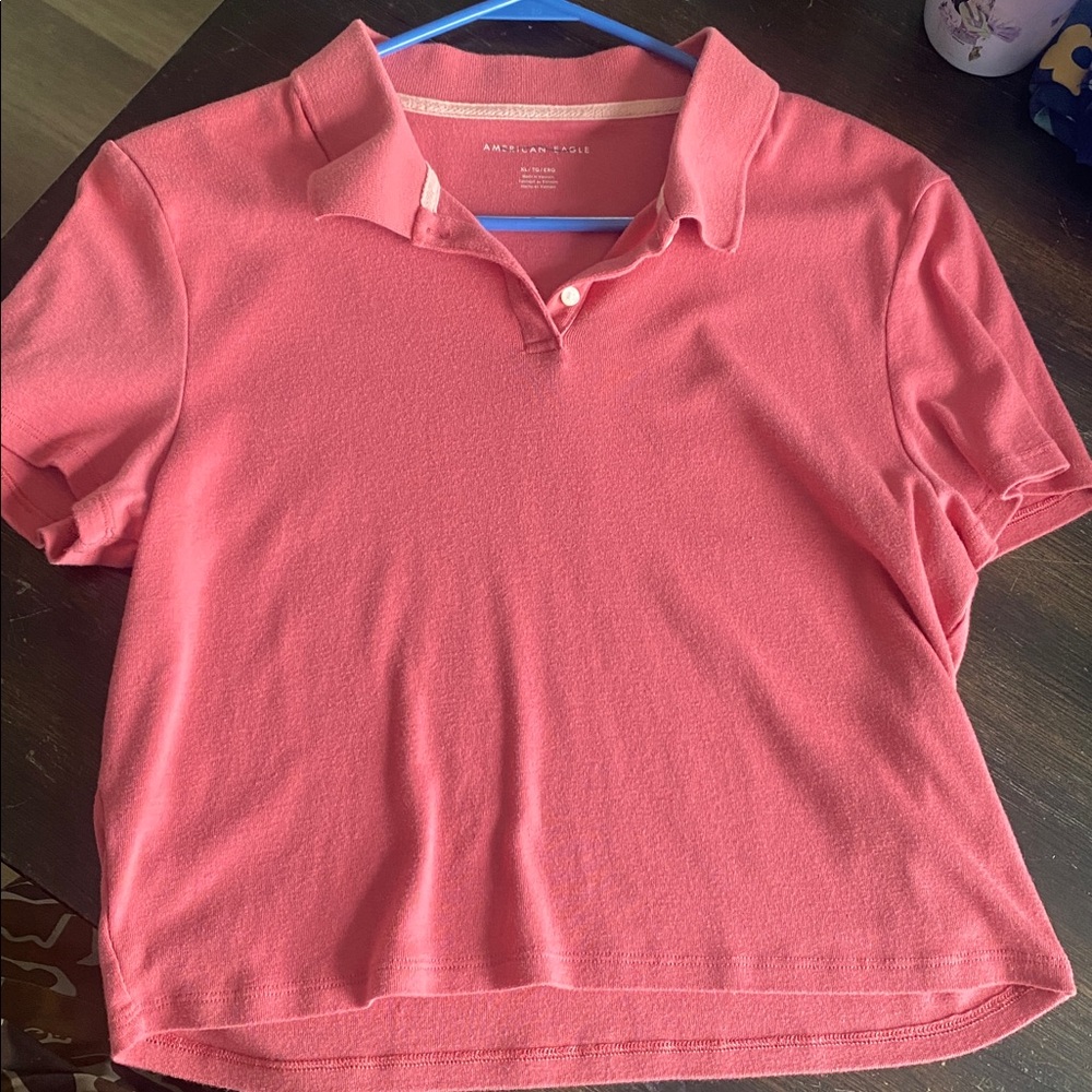 Cropped salmon AE polo